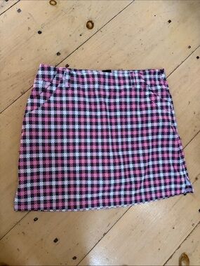 Women's Pink Plaid Mini Skirt - Classic Check Pattern